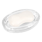 Linkidea Glass Soap Holder, Clear Bar Dish Saver for Shower, Bathroom, Slim Design Storage Tray for Countertop(Ellipse)