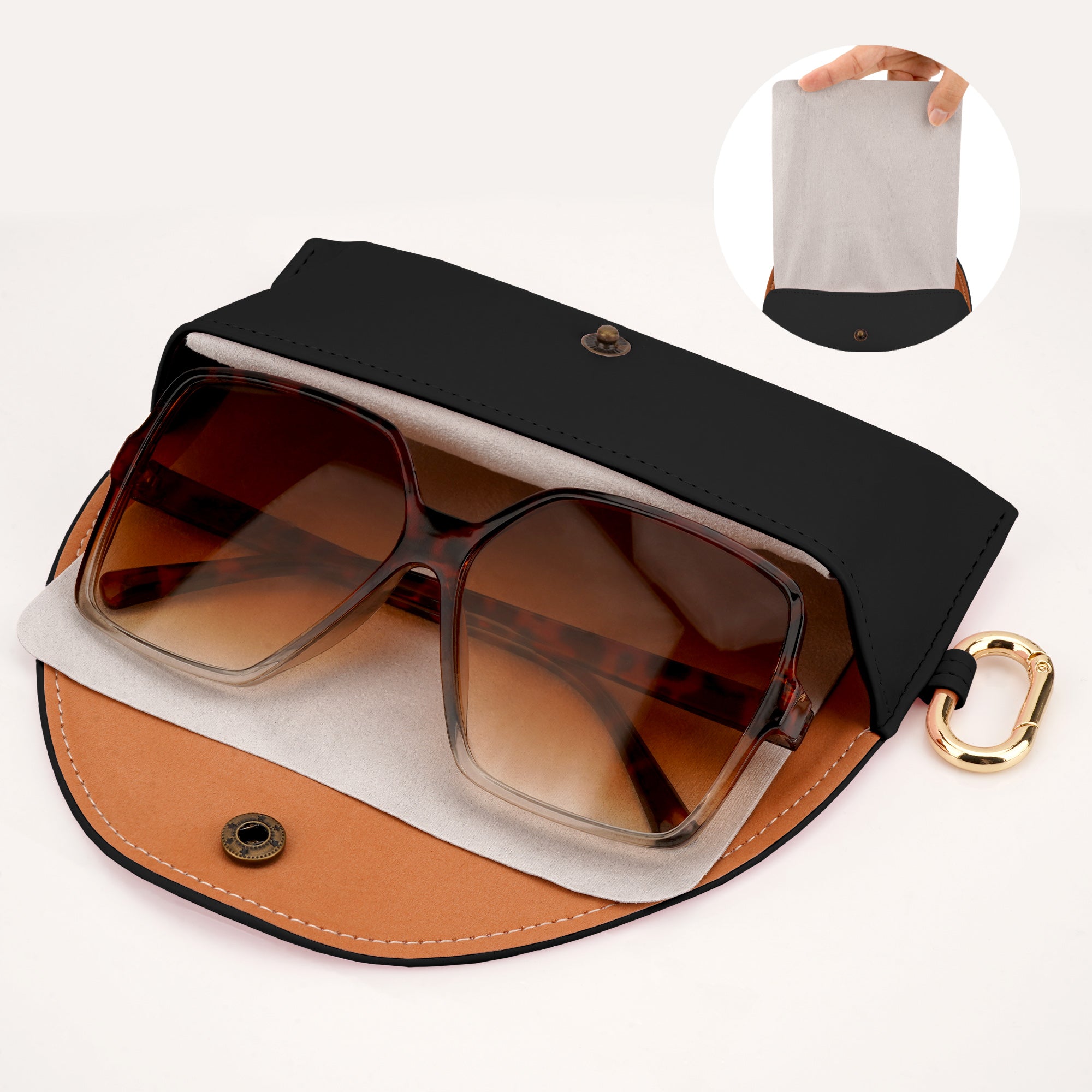 Linkidea Oversized Sunglasses Pouch, Large Frame Glasses Pouch for Sunglasses, Eyeglasses Travel Bag Compatible with Rayban Aviator Titanium/Reverse Warby Parker Johanna/Bridie