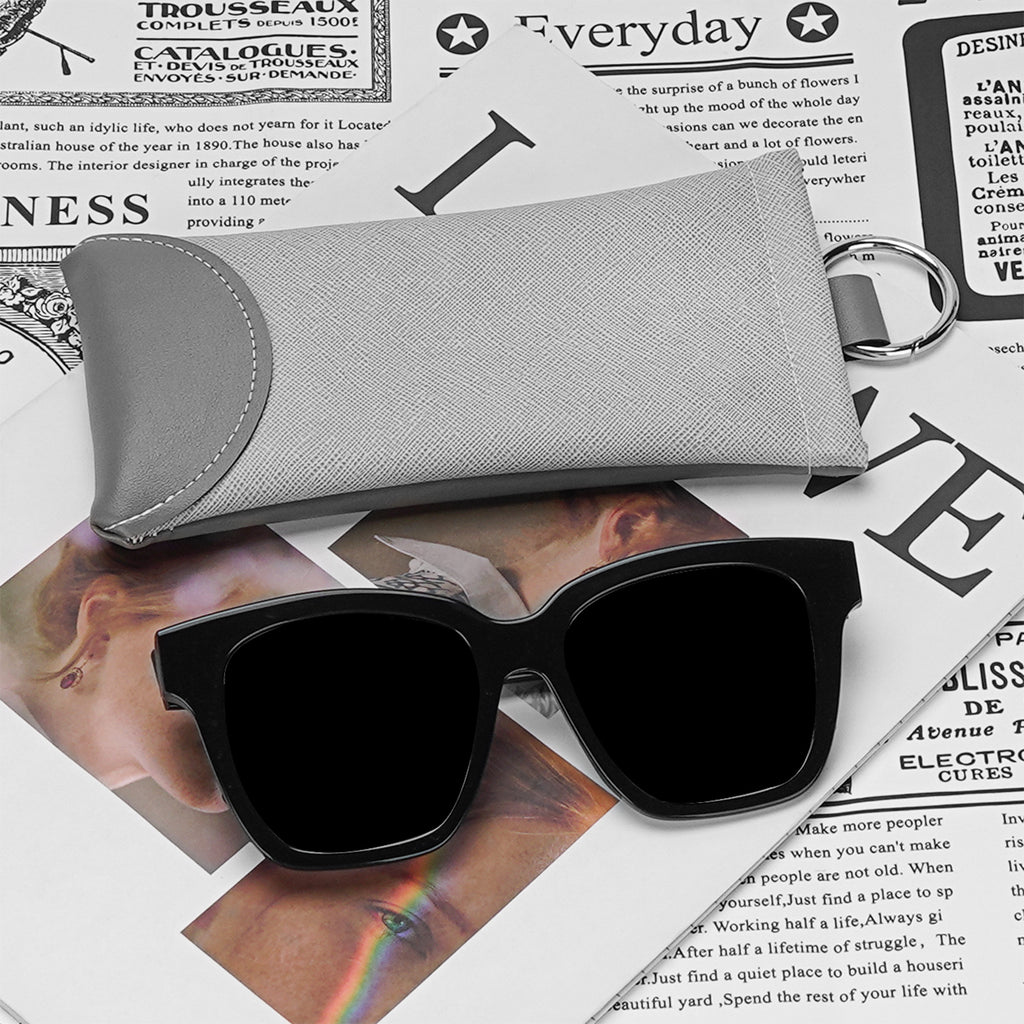 Linkidea Oversized Sunglasses Pouch, Large Frame Glasses Pouch for Sunglass, Eyeglasses Travel Bag Compatible with Rayban Aviator Titanium/Caravan Reverse/Various Brand Models (Grey)