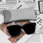 Linkidea Oversized Sunglasses Pouch, Large Frame Glasses Pouch for Sunglass, Eyeglasses Travel Bag Compatible with Rayban Aviator Titanium/Caravan Reverse/Various Brand Models (Grey)