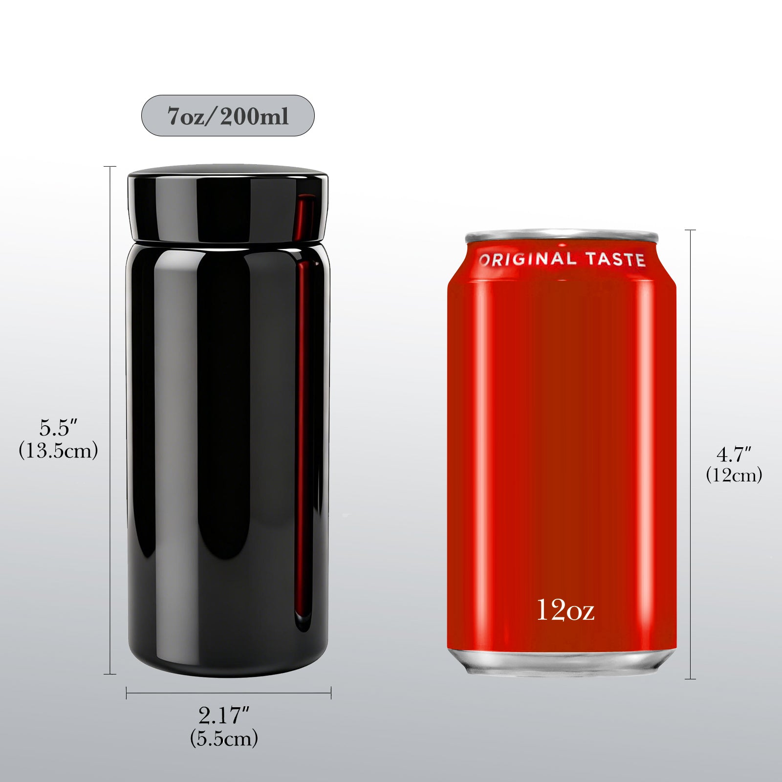Linkidea 7oz (200ml) Mini Water Bottle, Vacuum Insulated Stainless Steel Bottle for Hot & Cold Drinks, Spill-Proof Small Bottle Fit Handbag, Purse and Pocket (Black)
