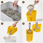Cat Litter Scoop Holder with Storage Bucket, Large Capacity Litter Tool Container with Durable Plastic Scooper, Deep Shovel Design for Easy Clumping Litter Box Cleaning