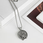 Pure Tin Jesus Christ Crown of Thorns Head Pendant Necklace, Round Jesus Face Pendant Chain for Men Women, 24" Link Chain