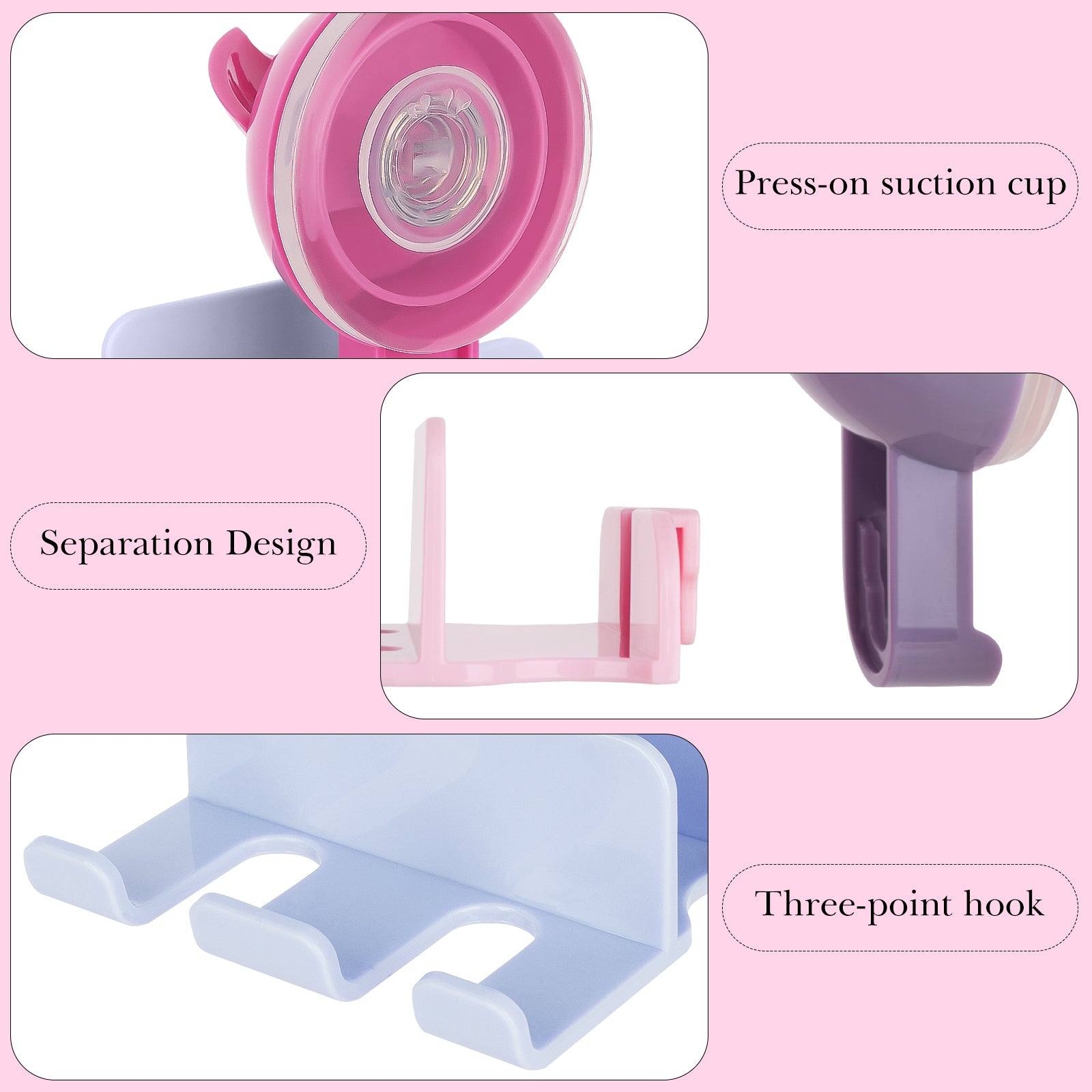 Linkidea 2 Pack Wall Mount Toothbrush Holder for Bathroom, Plastic Self Adhesive Tooth Brush Hanger, 2 Slot Tooth Brush Organize Compatible with Oral-B CrossAction, Colgate ExtraClean (Multi)