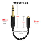 Linkidea 6.35mm to 4.4mm Headphone Adapter, Stereo Audio Adapter for Headphone Cables with 4.4mm Male Plug, Connect Headphones to 6.35mm Amplifiers