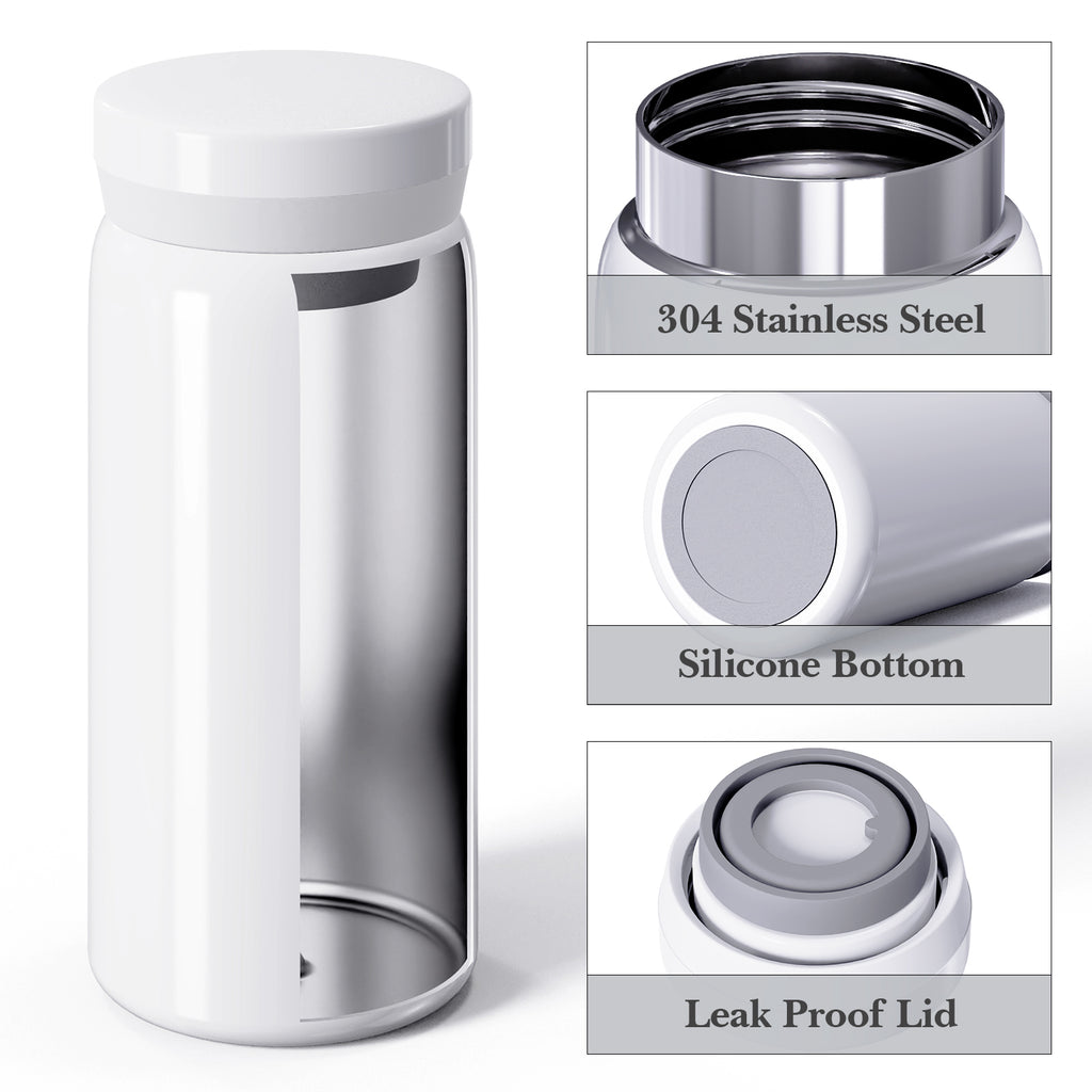 Linkidea 6.8oz (200ml) Mini Water Bottle, Vacuum Insulated Stainless Steel Bottle for Hot & Cold Drinks, Spill-Proof Small Bottle Fit Handbag, Purse and Pocket (White)