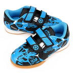 Linkidea Kids Laceless Indoor Soccer Shoes, Rubber Outsole Anti-Slip Sneaker, Futsal Training Cleats for Boys and Girls (Blue)