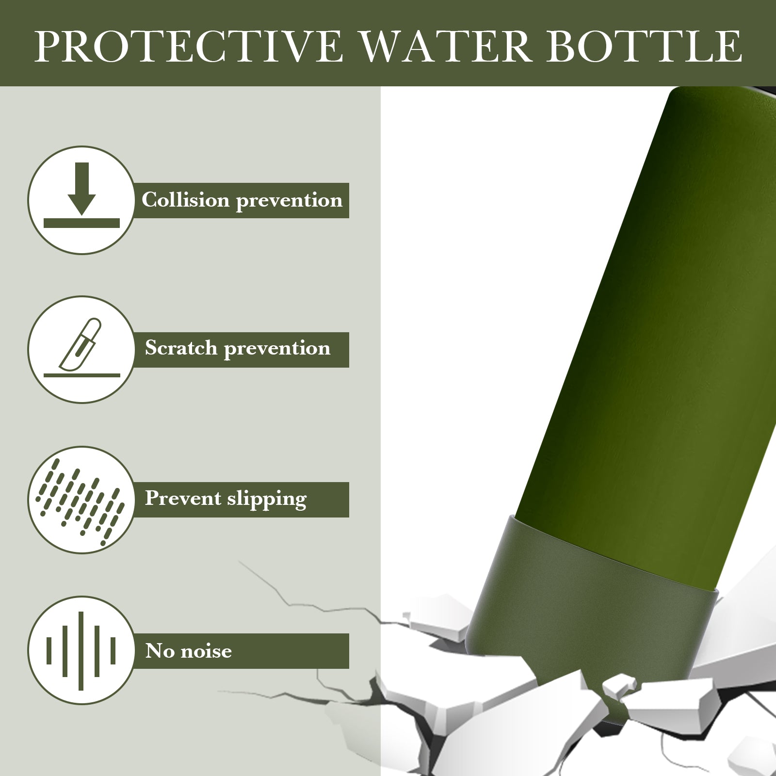 Linkidea 2 Pack Water Bottle Boot Compatible with IRON °FLASK Wide/Narrow Mouth 12oz/14oz/16oz/18oz/20oz/22oz/24oz, Silicone Bottle Bottom Sleeve Cover Bumper Protector (Army Green)