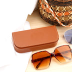 Linkidea Oversized Sunglasses Case, Large Frame Glasses Case for Sunglass, Eyeglasses Travel Bag Compatible with Rayban Aviator Reverse/New Wayfarer/Various Brand Models (Brown)