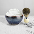Linkieda Handcrafted Ceramic Shaving Bowl for Wet Shaving, Compatible with All Shaving Brushes, Unique Jian Zhan Glaze for Bathroom Use (Colorful)