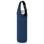 Linkidea Plastic Bottled Water Sleeve with Carry Strap Compatible with 16.9/20 Fl Oz Lifewtr, Smartwater, Portable Disposable Water Bottle Cover Holder for Outdoor, Navy Blue