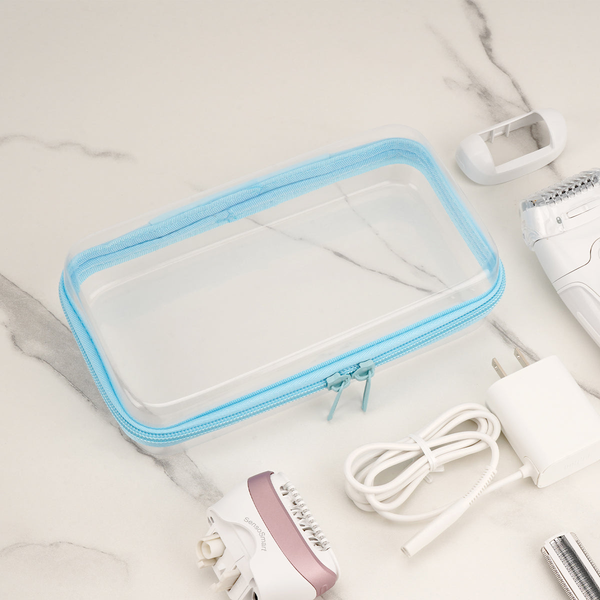 Linkidea Bikini Trimmer Storage Case, Compatible with Braun Epilator Silk-epil 9, 7, Panasonic ES-AWL6AG, Remington Smooth & Silky Trimmer, Women's Travel Hair Removal Device Bag (White)