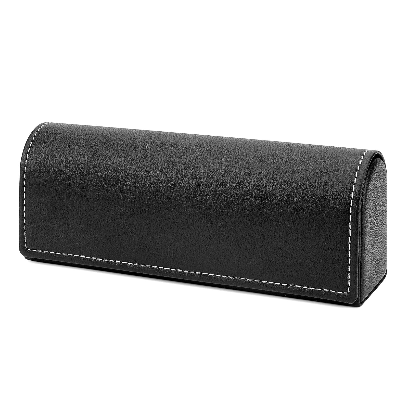 Extra Large Hard Shell Sunglasses Case, Black Vegan Leather Sun Glasses Storage Bag Pouch Organizer Compatible with Persol PO3357S PO3235S PO3366S RayBan RB3647N RB2197