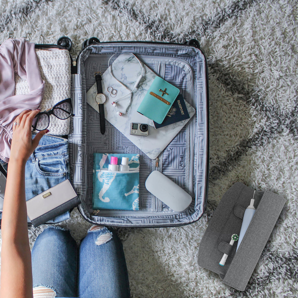Linkidea Electric Toothbrush Travel Case with Magnetic Clasp, Hard Shell Electronic Tooth Brush Carrying Bag, Protective Storage Box Compatible with Oral-B iO Series, Philip Sonicare (Grey)