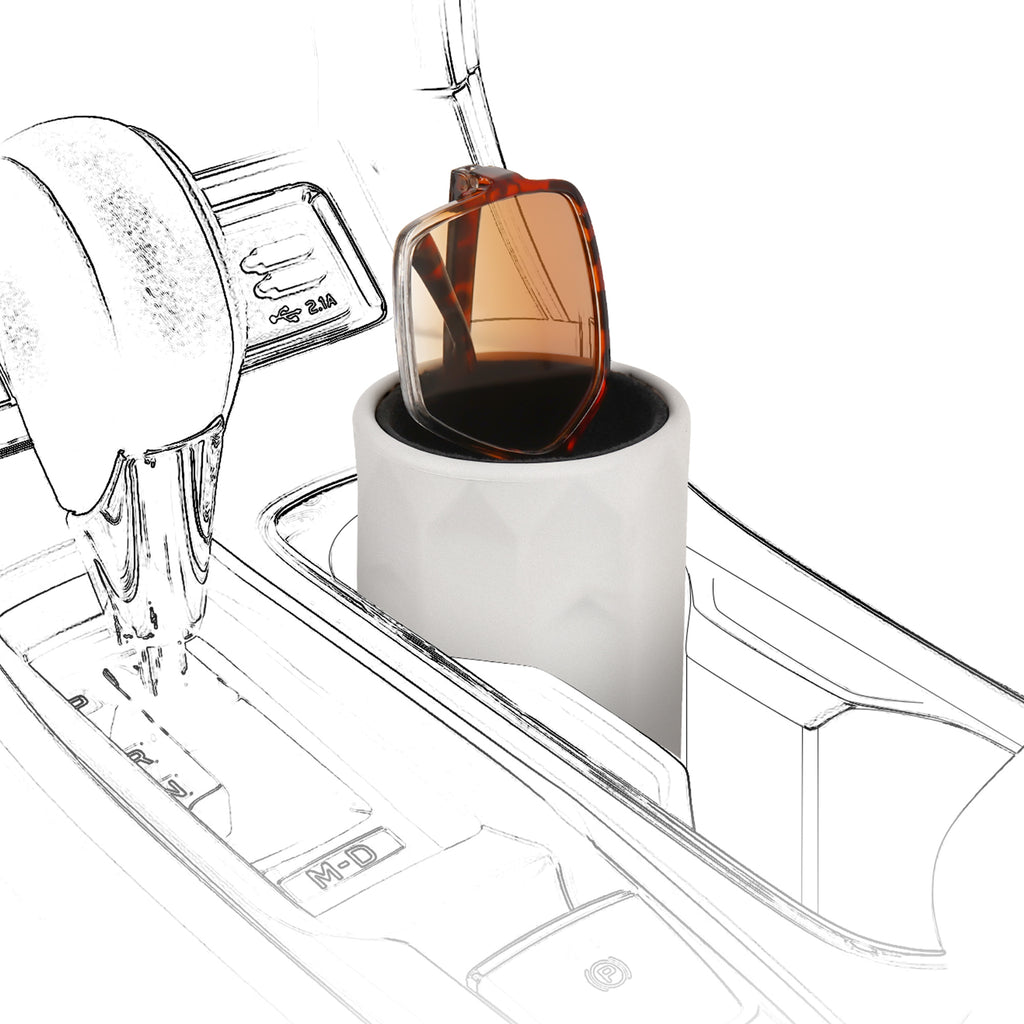 Car Cup Holder Sunglasses Stand, Extra Large Grey Soft Silicone Eyewear Organizer with Plush Lined, Sun Shades Easy Access Storage, Scratch Protection