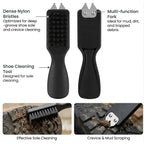 Linkidea Shoe Cleaning Brush Set of 2 with Built-in Dirt Scraper, Stiff Bristle Shoe Brush with Ergonomic Handle, Multi-Purpose Cleaning Brush for Sneakers, Boots, Leather and Household Use