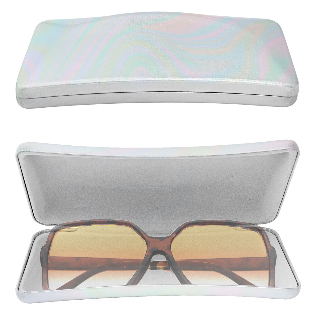 Extra Large Hard Shell Sunglasses Case, Vegan Leather Sun Glasses Storage Organizer Compatible with Persol PO3355S/PO3357S/PO3235S Rayban RB4232/RB4389/RB4202 (XL / White Colorful)
