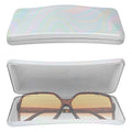 Extra Large Hard Shell Sunglasses Case, Vegan Leather Sun Glasses Storage Organizer Compatible with Persol PO3355S/PO3357S/PO3235S Rayban RB4232/RB4389/RB4202 (XL / White Colorful)
