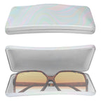 Extra Large Hard Shell Sunglasses Case, Vegan Leather Sun Glasses Storage Organizer Compatible with Persol PO3355S/PO3357S/PO3235S Rayban RB4232/RB4389/RB4202 (XL / White Colorful)