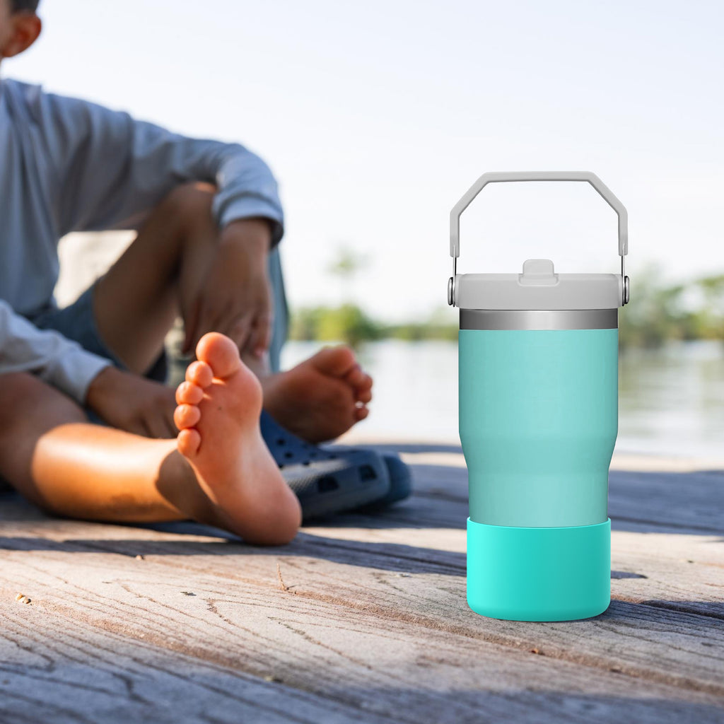 Linkidea 2 Pack Water Bottle Boot Compatible with Stanley Quencher H2.0 20oz/30oz/40oz, IceFlow Flip 20oz/30oz, Silicone Water Bottle Bottom Sleeve Cover Bumper Protector (Mint)