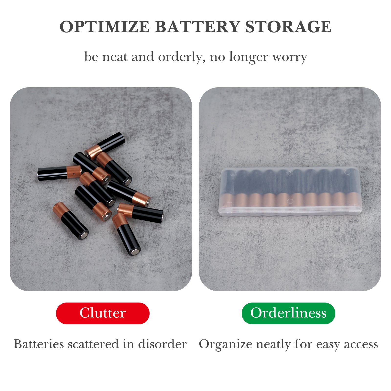 Linkidea 4 Pack AA Battery Storage Organizer Box, Holds 10 AA Batteries, Pocket Portable Battery Case, Compact Battery Holder for Travel (Clear)