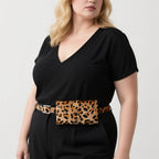 Chain Belt for Women, Leopard Brown Waist Chains with Storage Bag, 41 Inch Adjustable Chunky Body Fashion Accessory