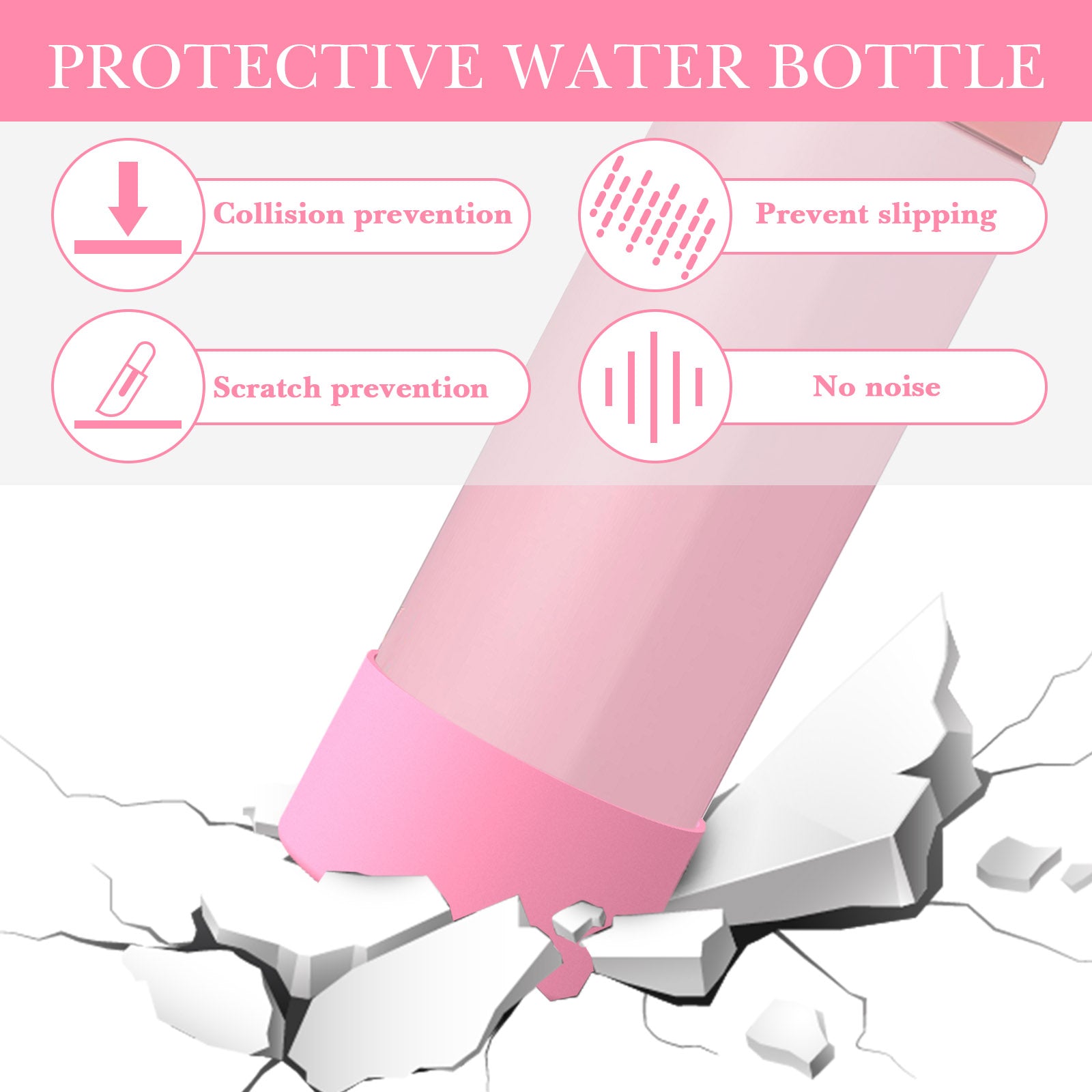 Linkidea 2 Pack Water Bottle Boot Compatible with Owala FreeSip/Twist/Potter 24oz Bottles, Silicone Anti-Slip Bottle Bottom Bumper Protector (Light Pink)