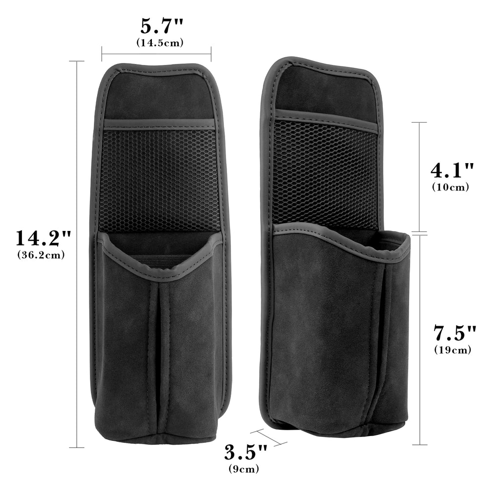 Linkidea Car Seat Side Large Water Bottle Holder Compatible with Owala FreeSip 24oz/32oz, Yeti Rambler 26oz/36oz, Auto Seat Large Car Bottle Hanging Storage Organizer with Mesh Pocket, Black