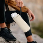 Linkidea Water Bottle Carrier with Strap Compatible with Kids FreeSip 16oz, Owala FreeSip Tritan 25oz, Neoprene Waterbottle Sling Bag Holder, Shoulder Strap, Off White