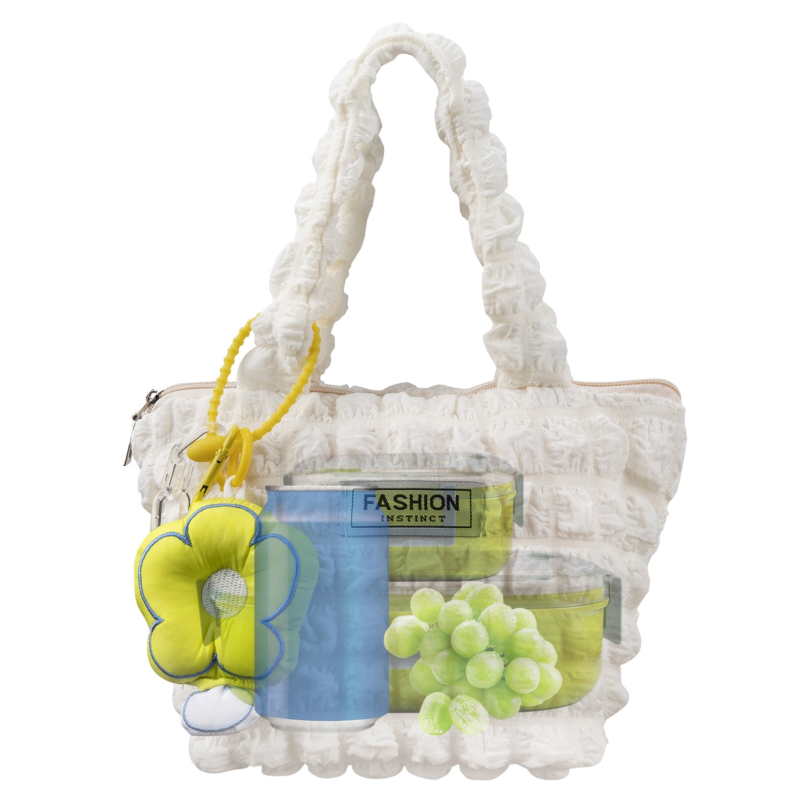Linkidea Lunch Bag for Women, Insulated Lunch Bag with Hand Strap, Reusable Lunch Tote Bag with Zipper Fits Work, Daily Use, Compatible with Bentoheaven, Bentgo, Caperci (White)