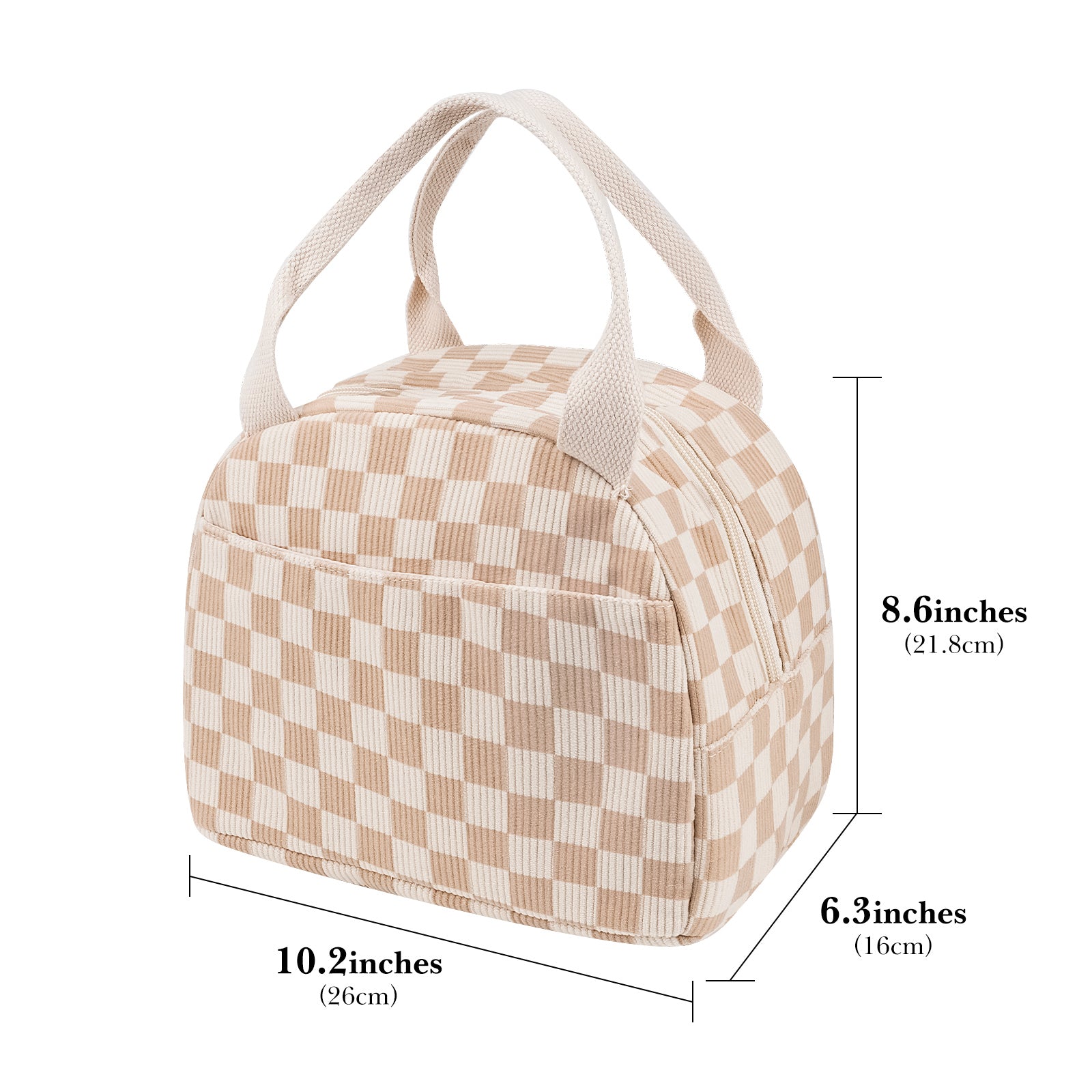 Linkidea Lunch Box for Adult, Corduroy Lunch Bag with Hand Strap, Large Capacity Lunch Bag for Everyday Outings, Compatible with Crock Pot, DUPASU, Aotto, LUNCHEAZE (Brown)