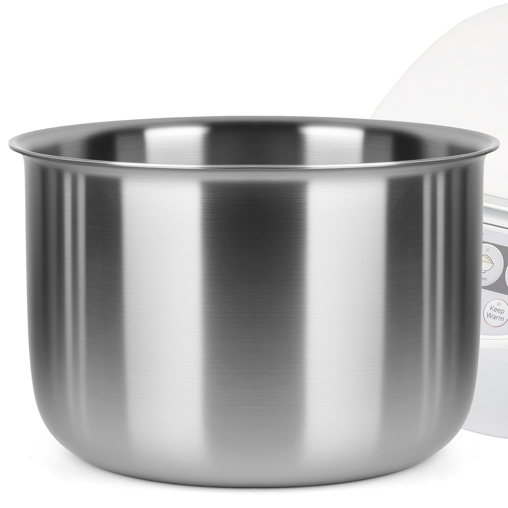 Linkidea 316 Stainless Steel Replacement Inner Pot Compatible with Tiger JBV-A18U, JBV-S18U, JAX-T18U-K 10 Cup Rice Cooker, No Coating, Dishwasher Safe