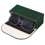Extra Large Sunglasses Pouch Case, Green Vegan Leather Eyewear Organizer Soft Bag Compatible with Rayban RB4401D/RBS0101S/RB8097/RB8089/RB4098