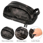 Linkidea Men's Toiletry Travel Bag, Water-Resistant PU Grooming Shaving Organizer for Business Trip with Wet Pocket, Travel Accessories Toiletry Bag (Black)