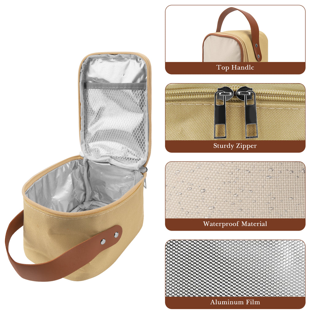 Linkidea Insulated Food Jar Bag, Thermal Snack Bag, Lunch Cooler Bags for Food Jar, Suitable for Office Work, Outdoor Picnics, Compatible with THERMOS 24 oz (Khaki)