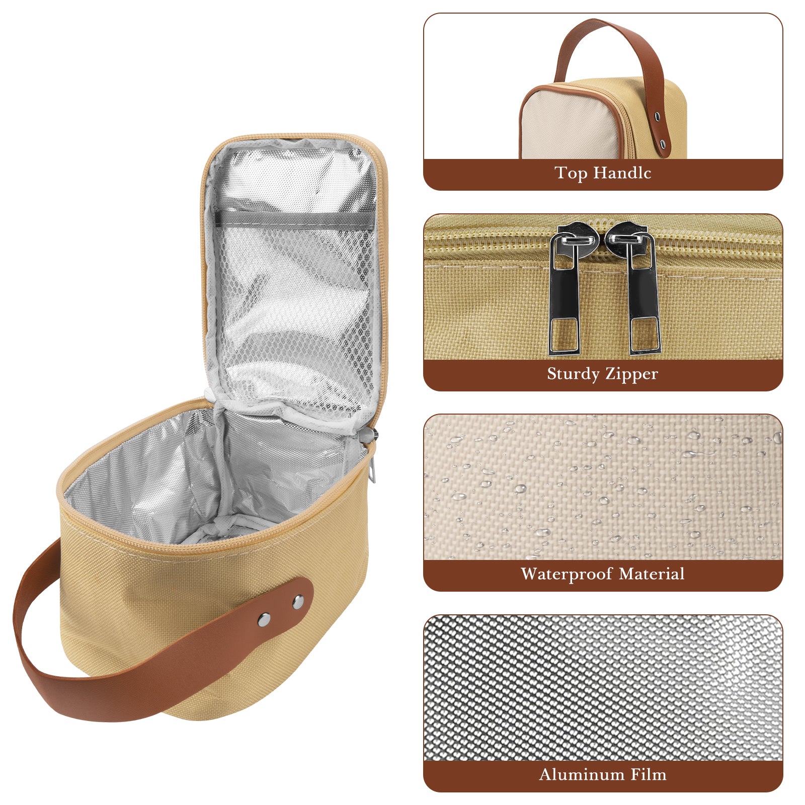 Linkidea Insulated Food Jar Bag, Thermal Snack Bag, Lunch Cooler Bags for Food Jar, Suitable for Office Work, Outdoor Picnics, Compatible with THERMOS 24 oz (Khaki)