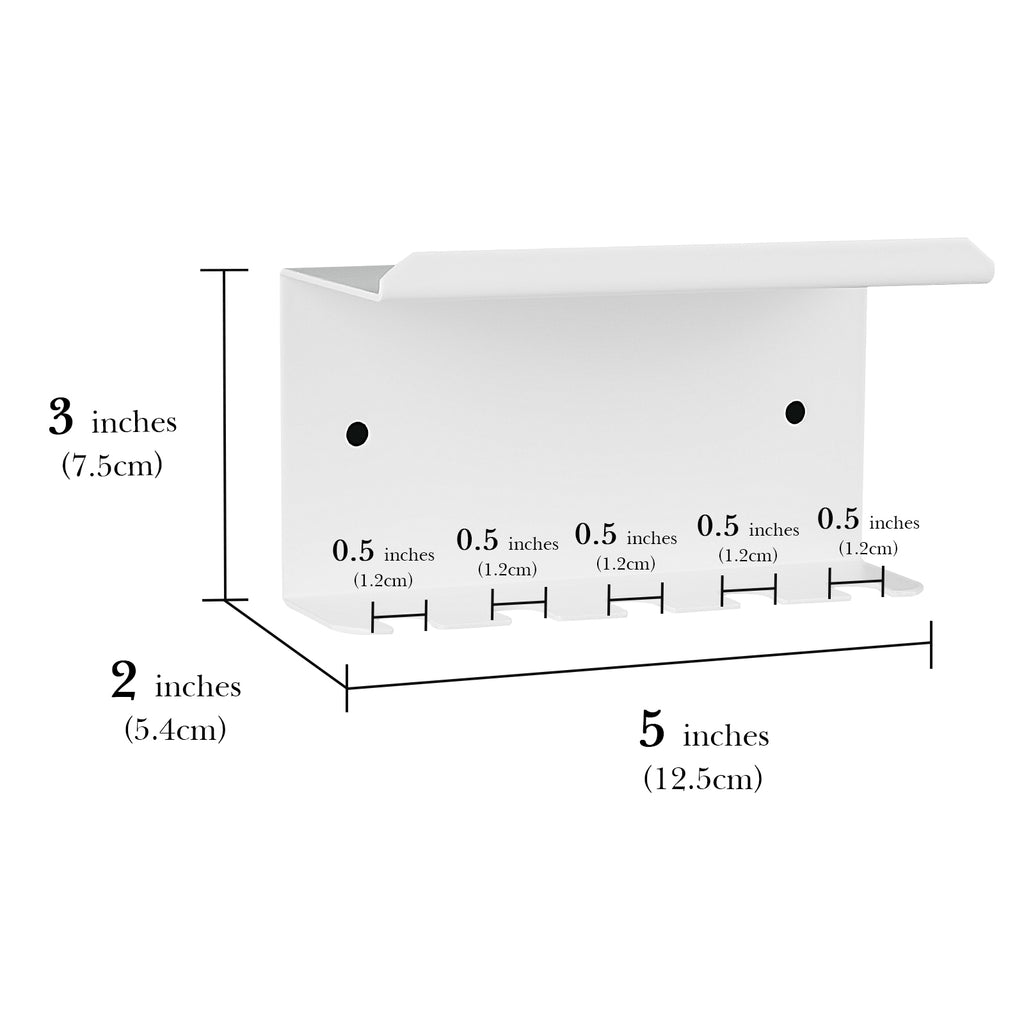 Linkidea Wall Mounted Toothbrush Holder for Shower, Aluminum Self-Adhesive 5 Slots Tooth Brush and Toothpaste Organizer Hanger Compatible with Colgate Extra Clean, Oral-B CrossAction (White)