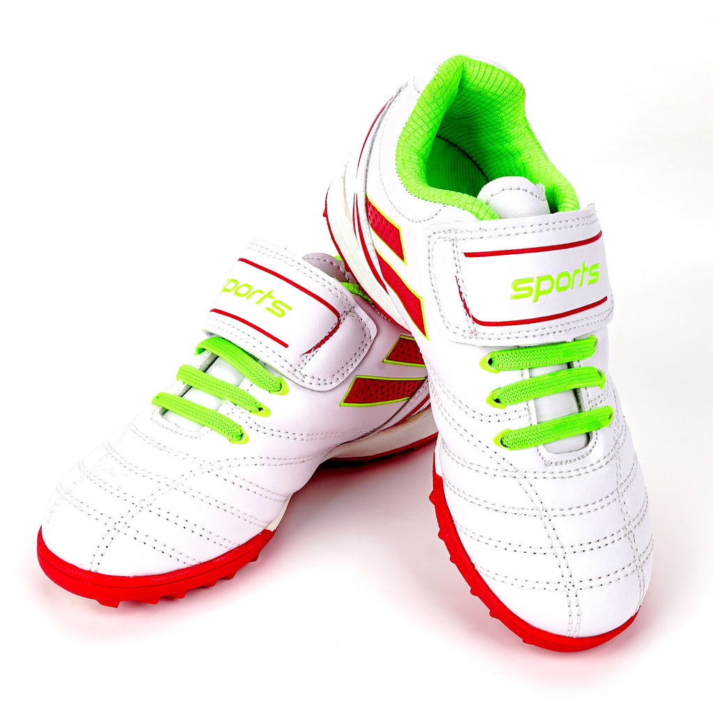 Linkidea Kids TF Soccer Shoes No Laces, Laceless Turf Soccer Cleats for Unisex-child (White)