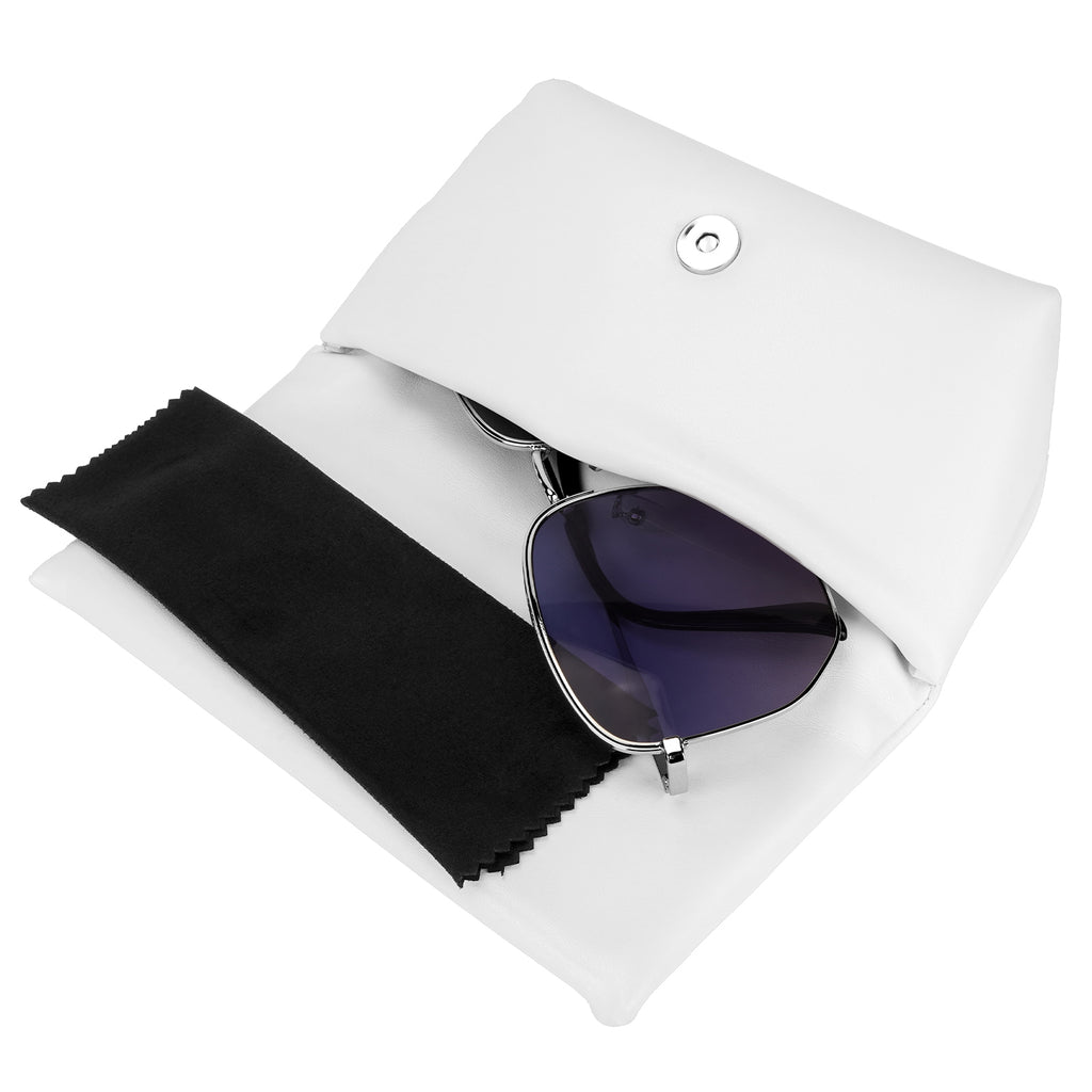 Linkidea Oversized Sunglasses Pouch, Large Frame Glasses Pouch for Sunglass, Eyeglasses Travel Bag Compatible with Rayban Rectangular/Aviator Max/Old Aviator/Various Brand Models (White)