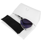 Linkidea Oversized Sunglasses Pouch, Large Frame Glasses Pouch for Sunglass, Eyeglasses Travel Bag Compatible with Rayban Rectangular/Aviator Max/Old Aviator/Various Brand Models (White)