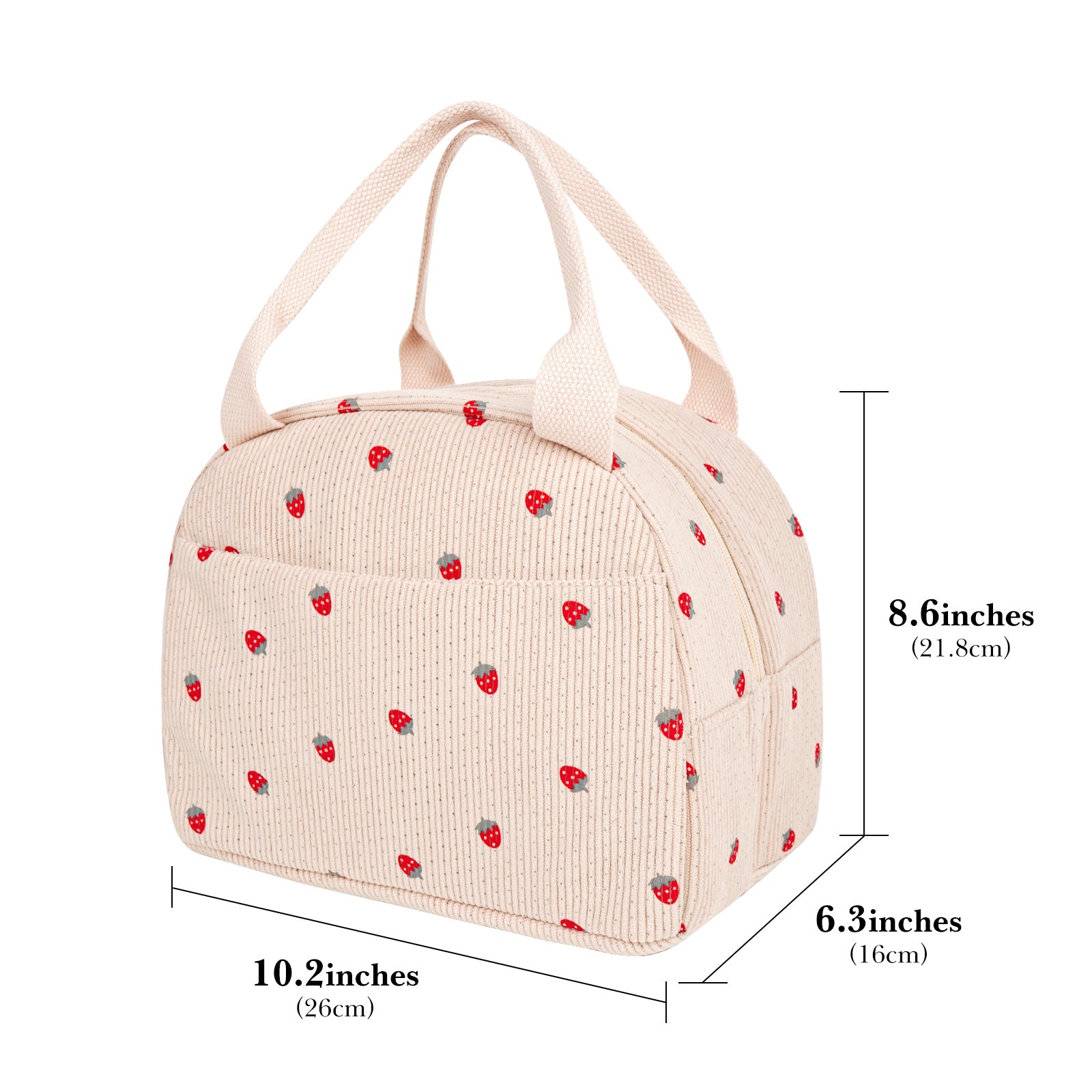 Linkidea Lunch Box for Adult, Corduroy Lunch Bag with Hand Strap, Large Capacity Lunch Bag for Everyday Outing, Compatible with Crock Pot, DUPASU, Aotto, LUNCHEAZE (Off White)