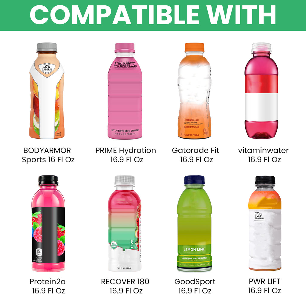 Linkidea 2 Pack Disposable Water Bottle Sleeve Compatible with 16.9 Fl Oz PRIME Hydration, BODYARMOR, Gatorade Fit, Insulated Neoprene Plastic Sports Drink Cover with Lockable Zipper, Black