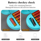 Linkidea Battery Storage Case with Tester, Portable Battery Organizer for 12 AA, 12 AAA, Flat Battery, Single Layer Battery Storage Box (Blue)