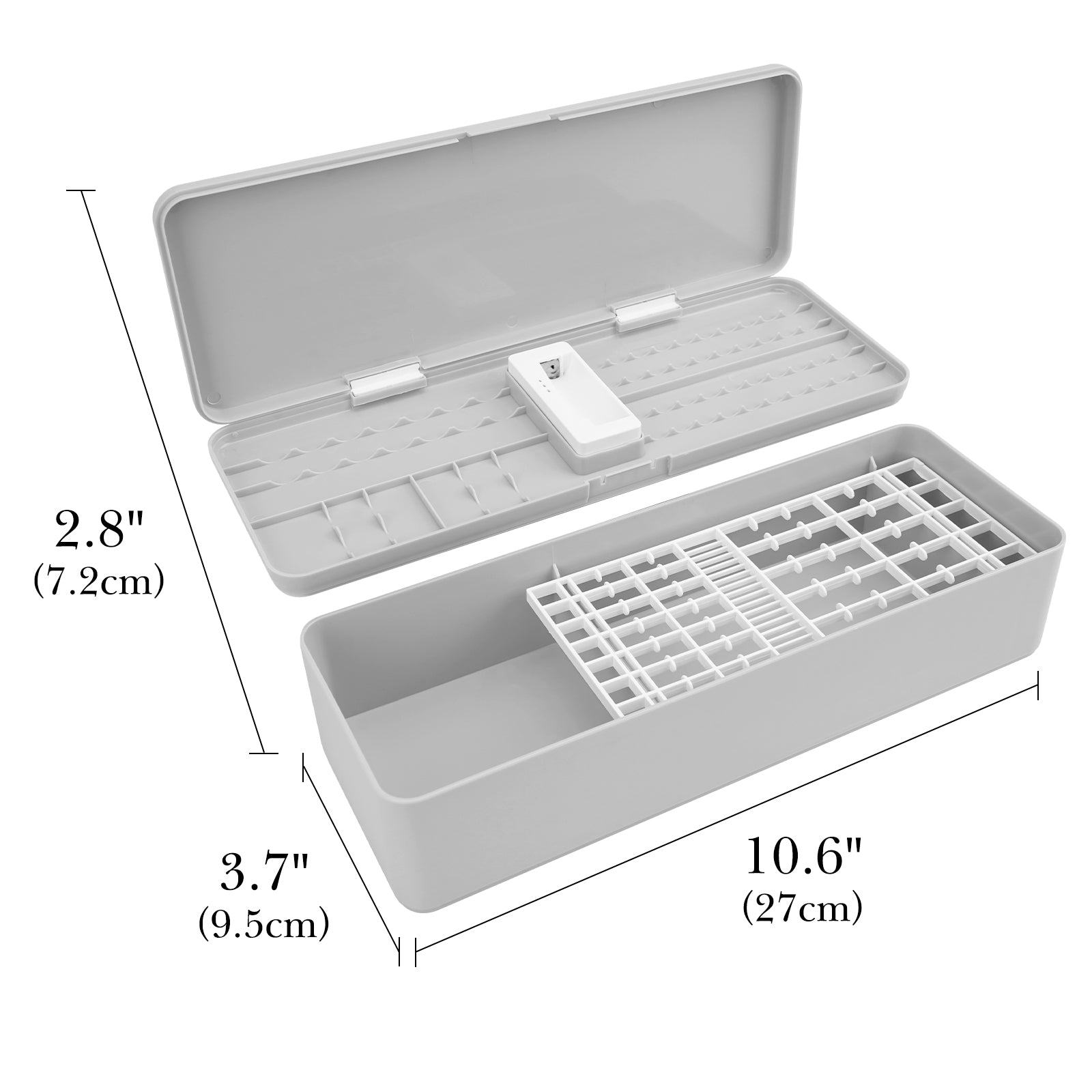 Linkidea Double Layer Battery Organizer Storage Case with Tester, Holds 41 AA, 55 AAA, 19 Button Cells, Large Capacity Portable Battery Caddy (Grey)