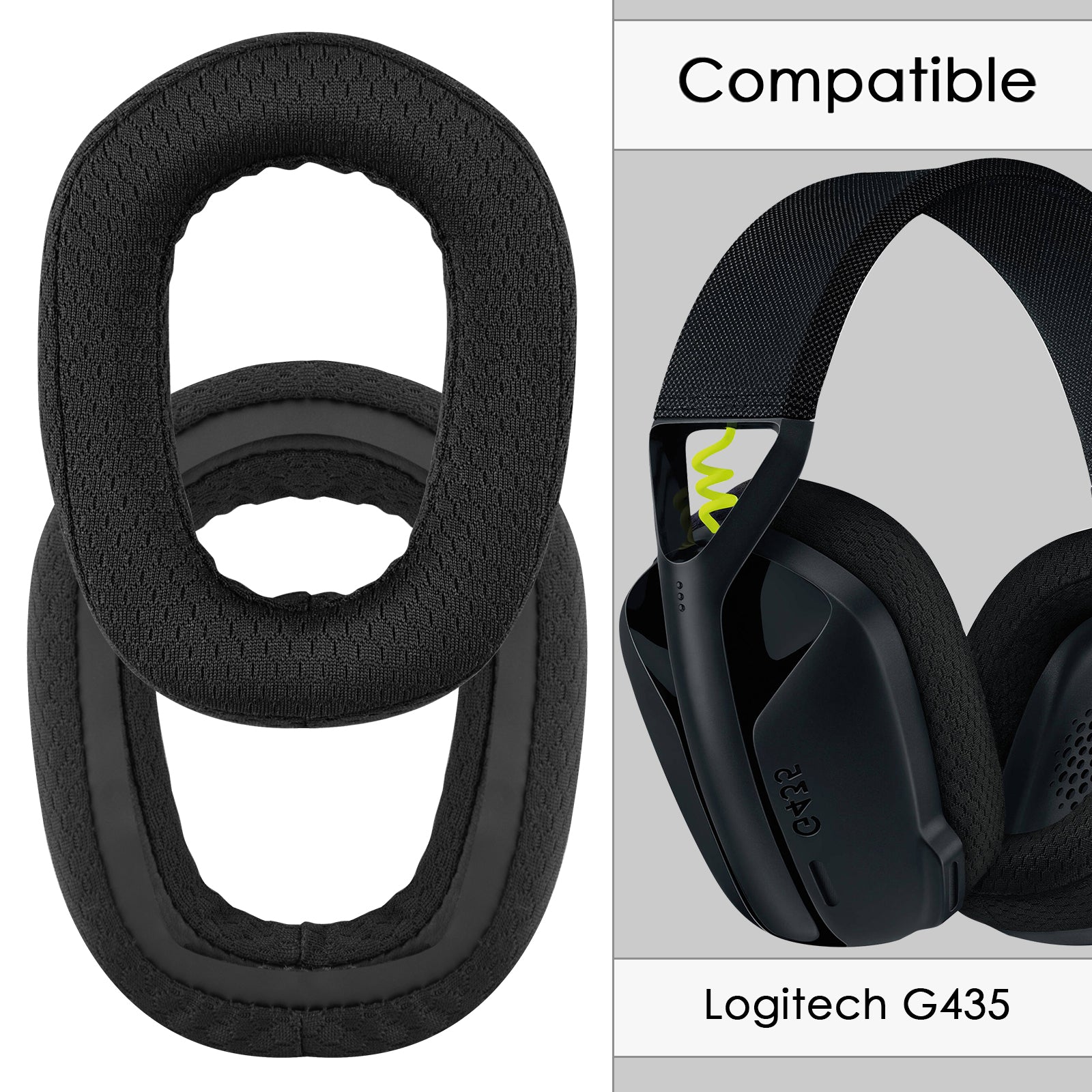 Linkidea Replacement Ear Pads for Logitech G435 Bluetooth Wireless Gaming Headphones Ear Cushions ( Mesh Fabric / Black )