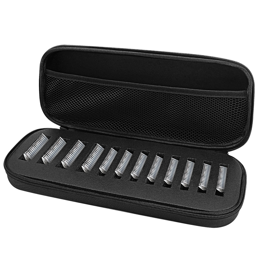 Linkidea 8-Blade Clipper Blade Case, Portable Barber Blade Organizer & Holder, Hard Shell Protective Storage Box Compatible with Wahl, Andis, Oster Professional Clipper Blades (Black)