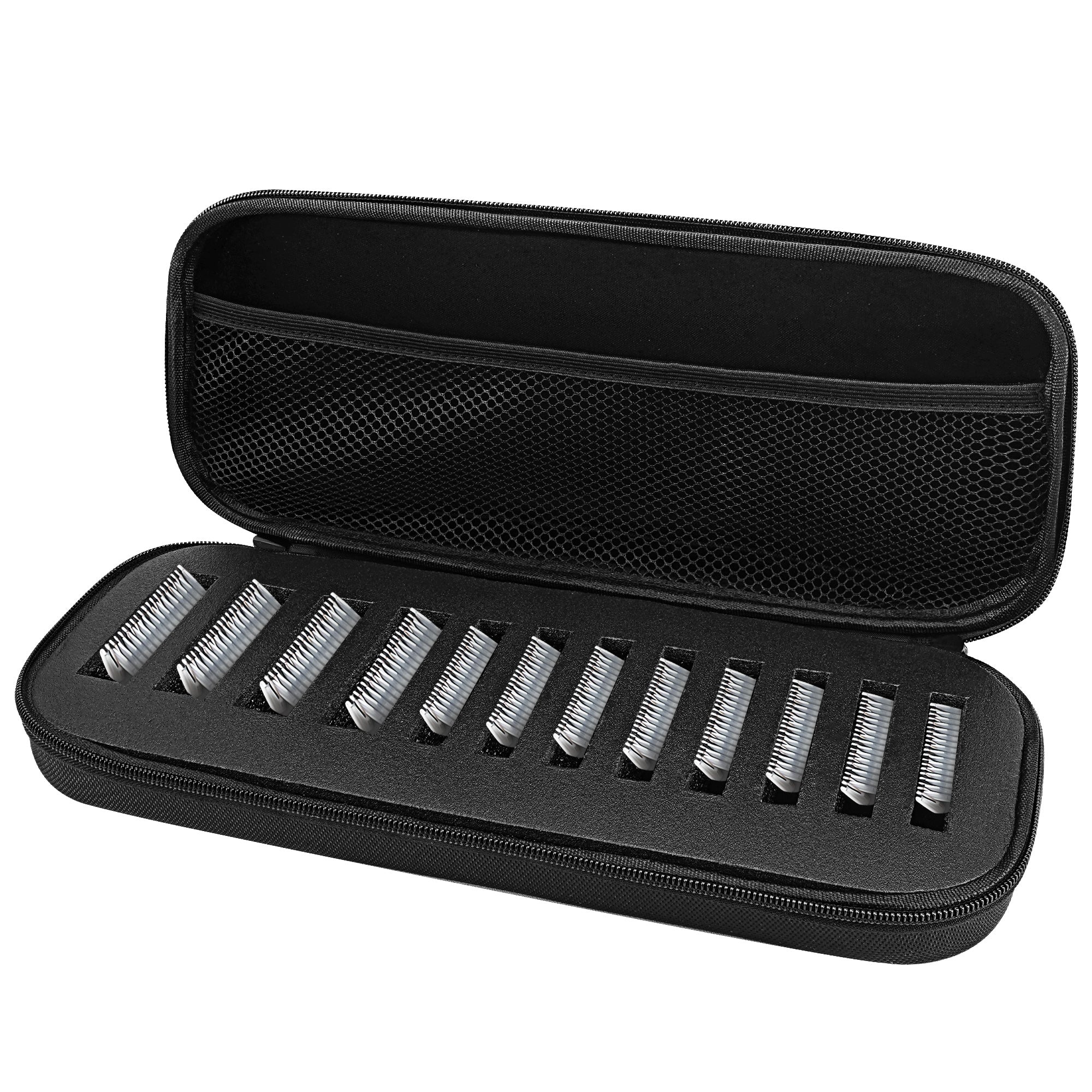 Linkidea 8-Blade Clipper Blade Case, Portable Barber Blade Organizer & Holder, Hard Shell Protective Storage Box Compatible with Wahl, Andis, Oster Professional Clipper Blades (Black)