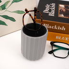 Eyeglasses Desk Stand, Grey Soft Silicone Reading Glasses Holder with Black Plush Lined, Eyewear Display Case for Nightstand Office Desk Organizer