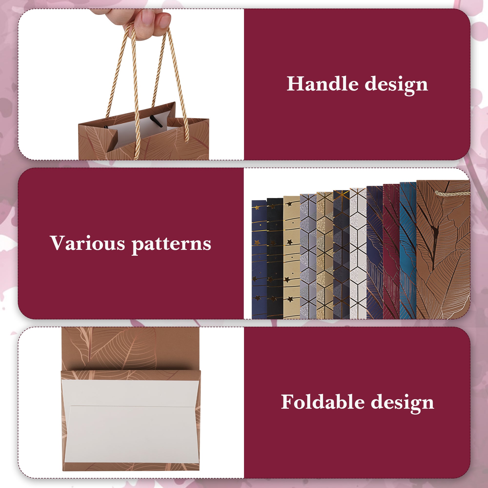 Linkidea 12 Pcs Luxury Wine Gift Bag, Paper Wine Tote with Handle for Gifting, Business, Festive Occasions (Multi-Color)