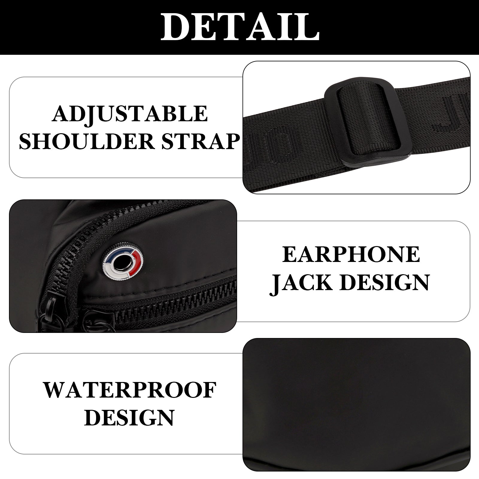 Linkidea Water Bottle Carrier with Strap Compatible with Nalgene Sustain Tritan 48oz, CamelBak, Thick Sports Waterbottle Sling Bag Holder, Shoulder Strap with Phone Pocket, Black